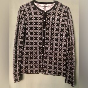 Vintage Liz Claiborne Signature Black and White Geometric Cardigan~SZ M